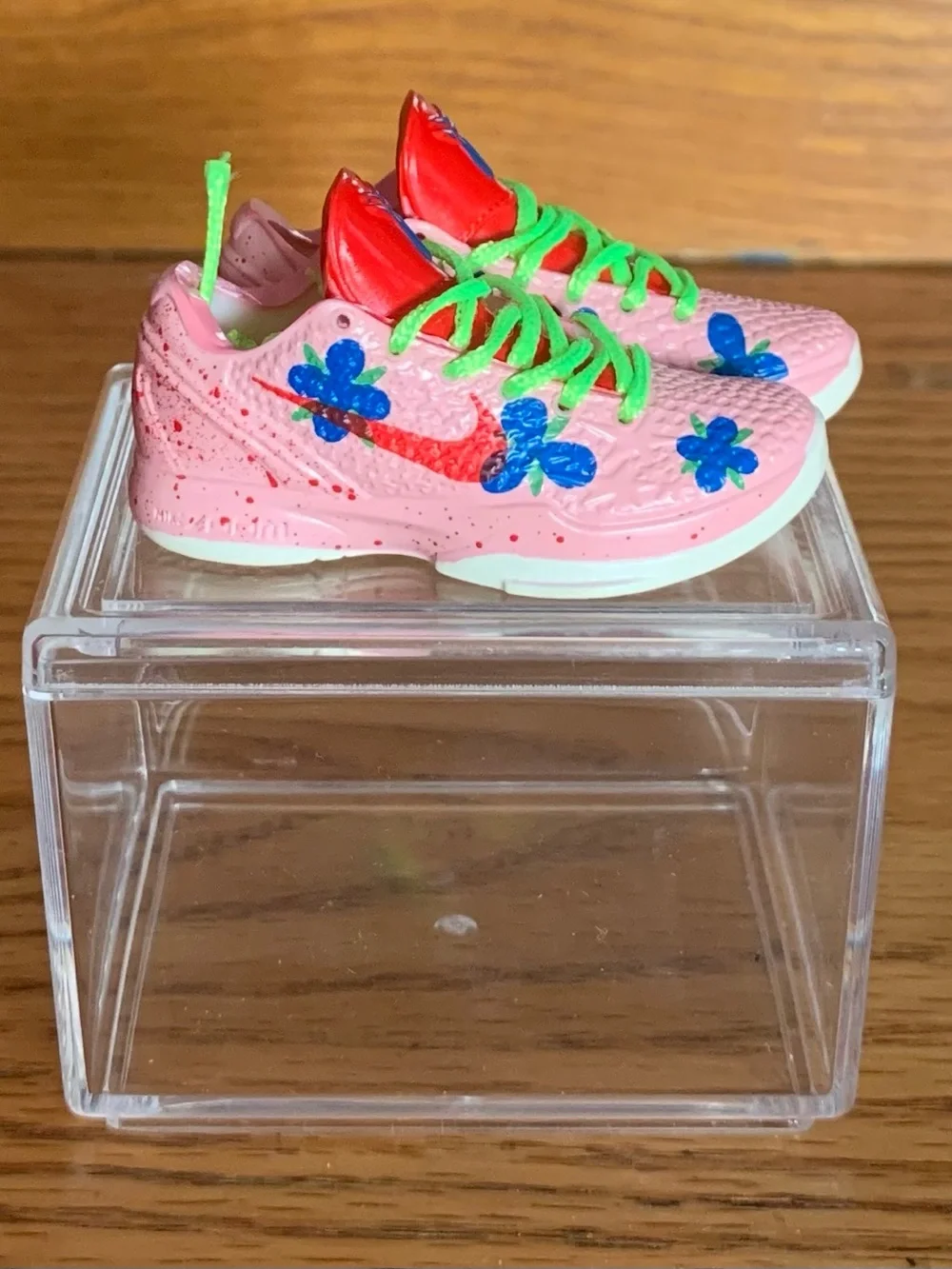 MINI Kobe Pink Floral Sneakers with Green Laces